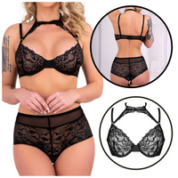 SEKSOWNY KOMPLET BIELIZNY Z CHOKEREM FIGI L/XL