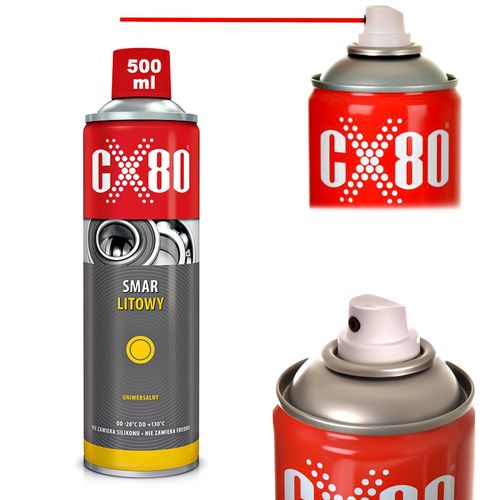CX80 SMAR LITOWY Uniwersalny Wielozadaniowy Smar w Sprayu 500ml AEROZOL na Arena.pl