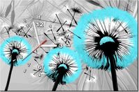 60CM 40CM ZEGAR OBRAZ DMUCHAWCE DELIKATNYM TURKUSIE DRUK PŁÓTNO RAMA