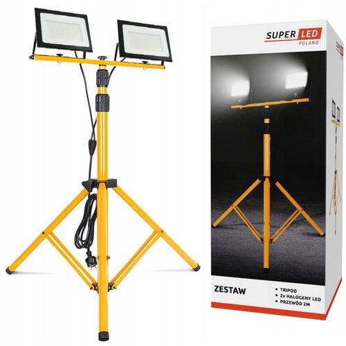 ZESTAW Statyw + Naświetlacz Halogen Budowlany 2x 100W LED 22000lm + na Arena.pl