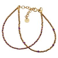 Bransoletka podwójna znak zodiaku baran - Rubin, Hematyt i srebro złocone