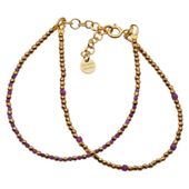 Bransoletka podwójna znak zodiaku baran - Rubin, Hematyt i srebro złocone