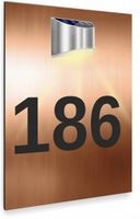 miedziana TABLICZKA lampka solarna ADRESOWA twój numer dibond 30x20 cm