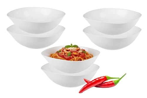 Komplet 6 miseczek 19 cm salaterki białe kwadratowe na zupę sałatki desery na Arena.pl