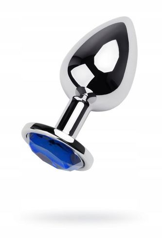 silver anal plug toyfa metal with blue round shaped gem na Arena.pl