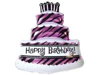 Balon foliowy "Tort urodzinowy, różowy", 69 cm x 98 cm [balon z helem]