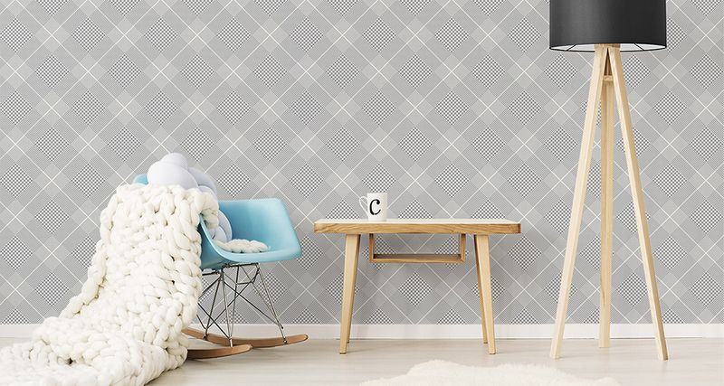 Tapeta Stylowa Szara Krata zdjęcie 2