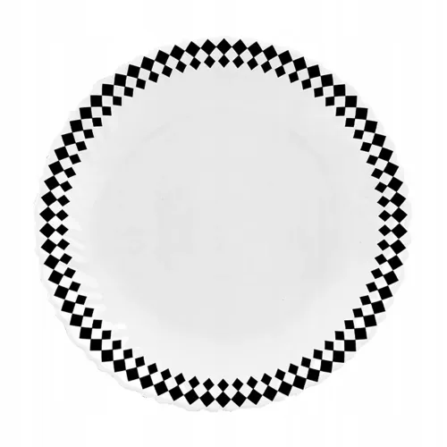 SERWIS OBIADOWY 18 ELEM DLA 6 OSÓB KPL TALERZY ZE ZDOBIENIEM W ROMBY SZKŁO na Arena.pl