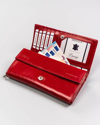 skórzany portfel damski w orientacji poziomej na zatrzask - rovicky na Arena.pl