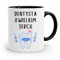 Kubek Czarny Prezent Dentysty Dentysta O Sercu Z Nadrukiem Ze Zdjęciem