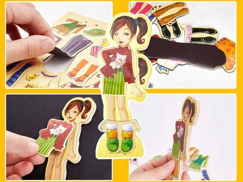 Drewniane Puzzle magnetyczne Ubranka Moda stylizacje 4 modelki ZA4807 na Arena.pl