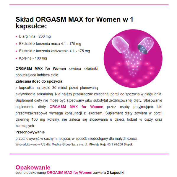OrgasmMax for Women-2 kapsułki na Arena.pl