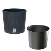 Doniczka okrągła rattan 40x40x37,5 cm antracytowy