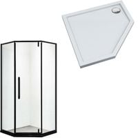 Kabina prysznicowa pięciokątna 80 czarna LOFT z wysokim 14 cm białym