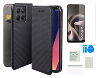 Etui z klapką do MOTOROLA MOTO G37 czarny case obudowa + folia ochronna TPU