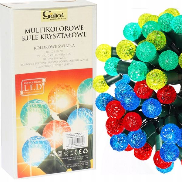 LAMPKI CHOINKOWE 50LED KRYSZTAŁOWE MULTIKOLOR zdjęcie 2