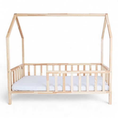 ŁÓŻKO DZIECIĘCE DOMEK AURORA 180x80 DREWNIANE BARIERKA + STELAŻ SOSNA na Arena.pl