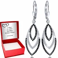 Srebrne Kolczyki SREBRO 925 Wiszące Czarno-Białe dla Kobiety Grawer