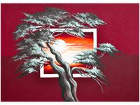 50X70CM KARMAZYNOWY ZACHÓD SŁOŃCA OBRAZ POKOJU DREWNINE