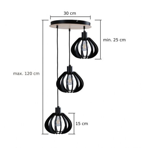 Lampa wisząca 3xE27 NICOLETA BLACK AND NATURAL 816 na Arena.pl