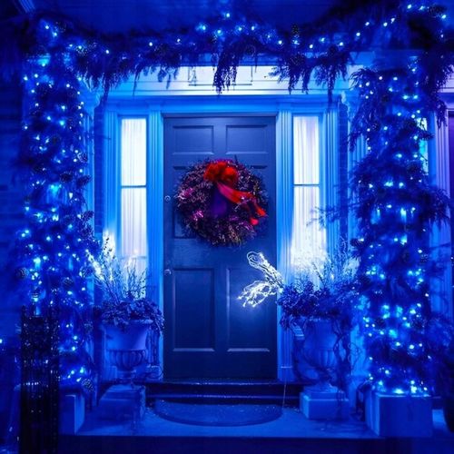 LAMPKI CHOINKOWE 300 LED STAŁE + FLASH ZEWNĘTRZNE ŚWIATEŁKA IP44 NIEBIESKIE na Arena.pl