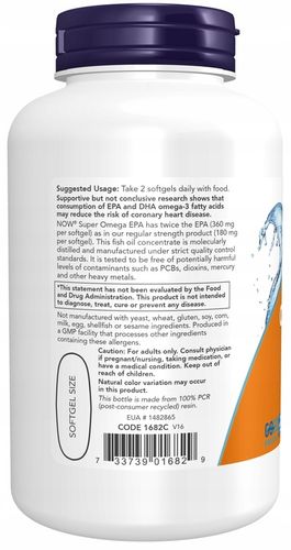 NOW Super Omega EPA DHA 1,2g KWASY OMEGA SERCE 120 na Arena.pl