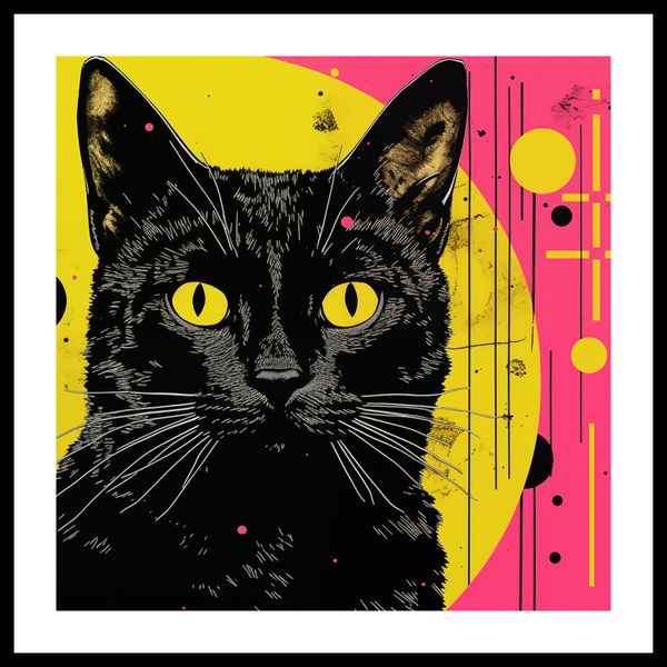 Plakat 60x60cm Neonowy Kocur zdjęcie 3