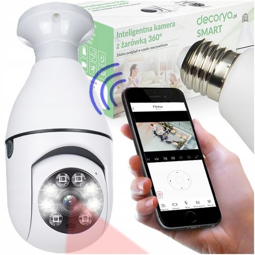 KAMERA OBROTOWA 360 IP WIFI FULL HD ZOOM GWINT E27 ŻARÓWKA LED TRYB NOCNY na Arena.pl