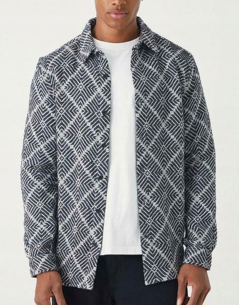 KOSZULA TEKSTUROWANA ŻAKARDOWA KLASYCZNA DŁUGI RĘKAW LUŹNA BOOHOO L zdjęcie 1