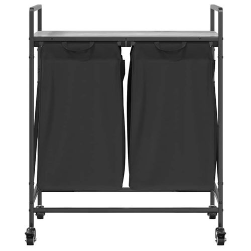 Kosz na pranie 2 przegrody z kółkami, szary dąb sonoma na Arena.pl