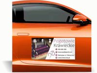 Magnes na samochód reklama magnetyczna 60x30 cm POGOTOWIE KRAWIECKIE