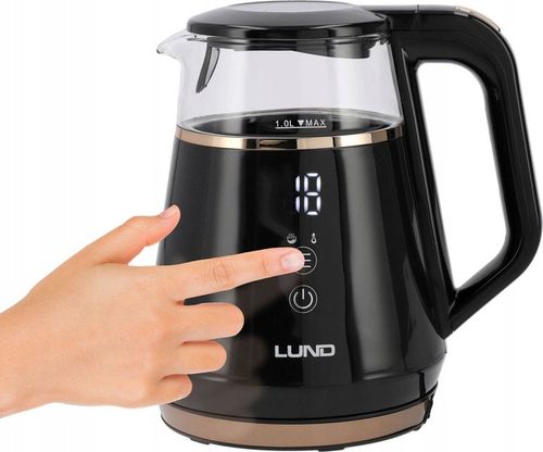 CZAJNIK ELEKTRYCZNY LUND 1100W 1L CZARNY Z REGULACJĄ TEMPERATURY 40-100°C na Arena.pl