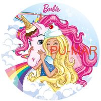 Opłatek na tort Urodziny Barbie Lalka Postać Księżniczka Tekst Gratis