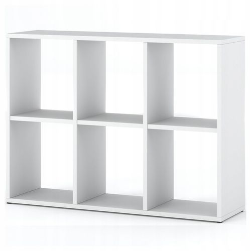 REGAŁ NA KSIĄŻKI BIAŁY OTWARTY 6 POJEMNYCH DREWNIANYCH PÓŁEK NA na Arena.pl