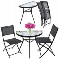 Zestaw mebli ogrodowych metal czarny 3 el. komplet meble ogrodowe na taras