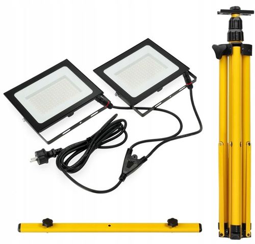 ZESTAW Statyw 1,6 m + Naświetlacz Halogen Budowlany 2x 50W LED 11000lm na Arena.pl