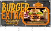 BANER REKLAMOWY 300x150cm oczkowany projekt w cenie BURGER FAST FOOD