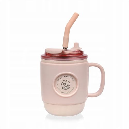 Kubek Termiczny ze Słomką Casno Booker 450 ml Różowy na Arena.pl