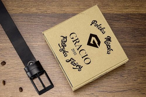 PASEK MĘSKI GRACIO CZARNA KLAMRA KLASYK Skórzany na Arena.pl