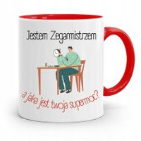 Kubek Czerwony Zegarmistrza Jestem Zegarmistrzem Z Nadrukiem Ze Zdjęciem