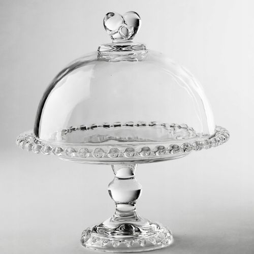 PATERA SZKLANA Z KLOSZEM I NÓŻKĄ 19,5CM NA CIASTO DESER SERY DO SERWOWANIA na Arena.pl