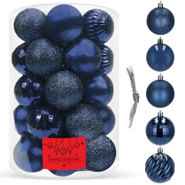 Bombki choinkowe 20 szt. ozdoby świąteczne zestaw 7 cm granatowy zdjęcie 1