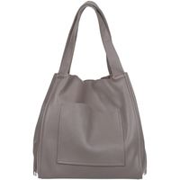 VERA PELLE torebka skórzana shopper z saszetką V497 ciepła szara
