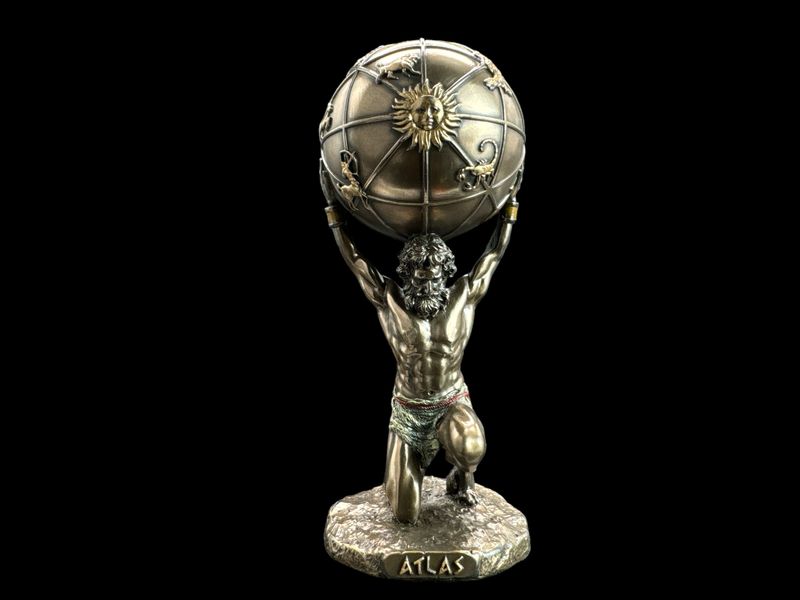 Figurka Rzeźba Statuetka GRECKI TYTAN ATLAS TRZYMAJĄCY ZIEMIĘ WU78109A4 zdjęcie 1