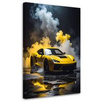 Obraz do salonu biura pokoju nastolatka, Żółty Sportowy samochód