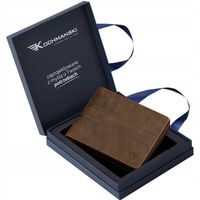 KOCHMANSKI portfel męski skórzany zamykany na zamek suwak brązowy RFID