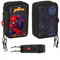 Piórnik szkolny Spiderman z wyposażeniem dla chłopca rozkładany potrójny