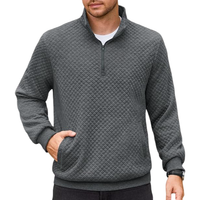 Męski Sweter Golf Rozpinany Wafelkowy Slim Fit Elegancki Stylowy Szary XXL