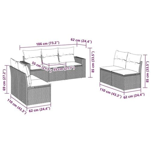 7-cz. zestaw wypoczynkowy do ogrodu, z poduszkami, brązowy na Arena.pl