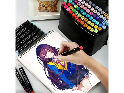 MARKERY FLAMASTRY PISAKI ALKOHOLOWE DWUSTRONNE PRO ZESTAW 80x 80SZT + TORBA na Arena.pl